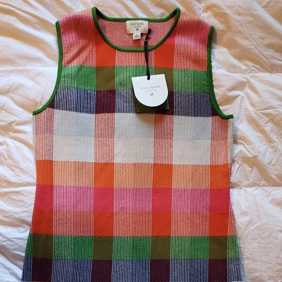 NEW KATE SPADE New York x Target Plaid Mini Sweater Dress Red/Pink/Green/Blue - Picture 4 of 10